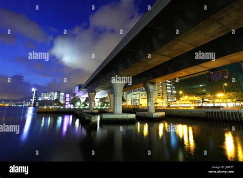 Hong Kong waterfront at night Stock Photo - Alamy