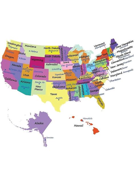 "USA map with states and capital cities " by mashmosh | Redbubble | Usa map, States and capitals ...