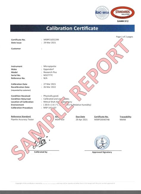 Pipette Calibration Services - Single Channel - CALIBRATION