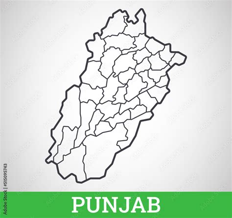 Simple outline map of Punjab district, Pakistan. Vector graphic ...