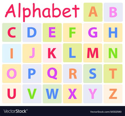 Multycolored alphabet with 26 capital letters icon