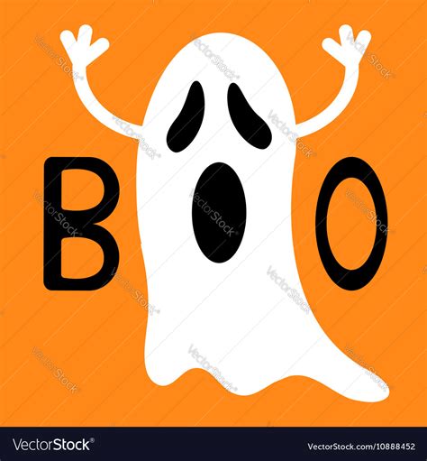 Funny flying ghost boo text happy halloween Vector Image