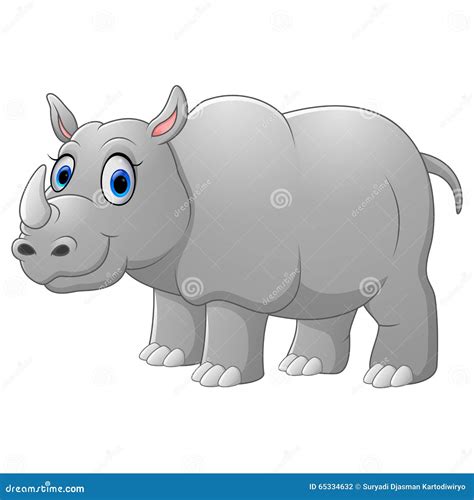 Cartoon Rhino In Zoo, African Reserve Park Vector Illustration ...