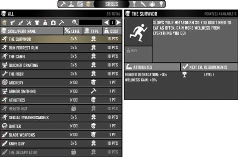 Skills Menu - Official 7 Days to Die Wiki