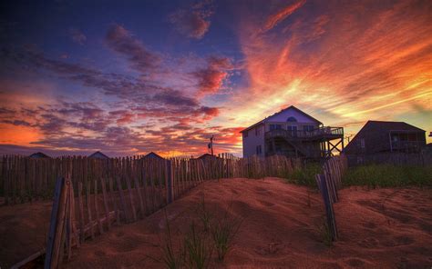 Download Sky Sand House Beach Photography Sunset HD Wallpaper