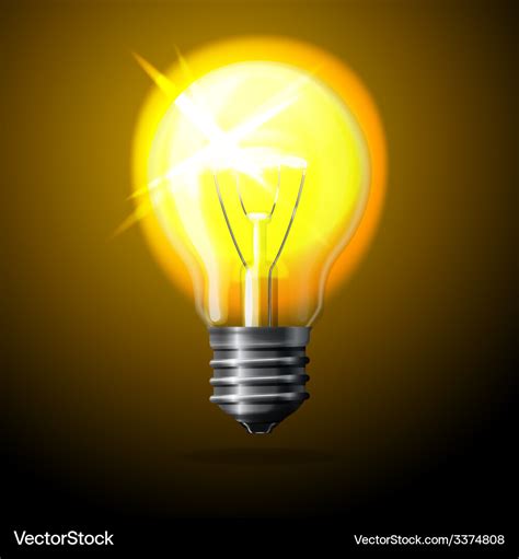 Realistic glowing light bulb on dark background Vector Image