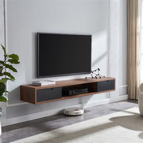 HOMCOM Wall Mounted TV Stand, Media Console Floating Storage Shelf For Living Room Or Home ...