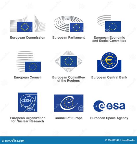 European Union Institutional Logos and Icons Set Editorial Photography - Illustration of ...