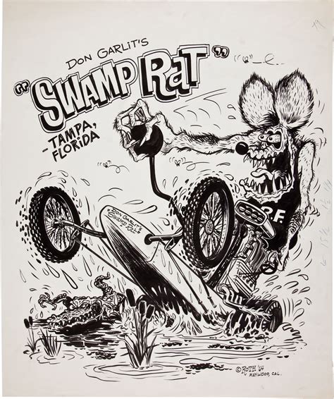 Nostalgia on Wheels: 1964 Ed Roth "Swamp Rat" Original Decal / T-shirt Art