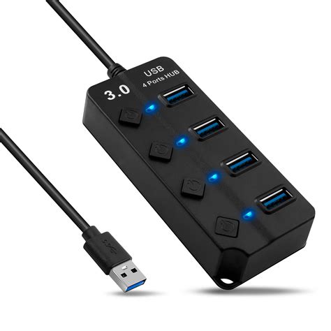 4-Port USB 3.0 Hub Speed up to 5Gbps, Portable USB Expander Splitter Multiport Adapter, USB ...