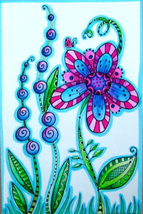 Tangle U | Flower doodles, Whimsical art, Flower art