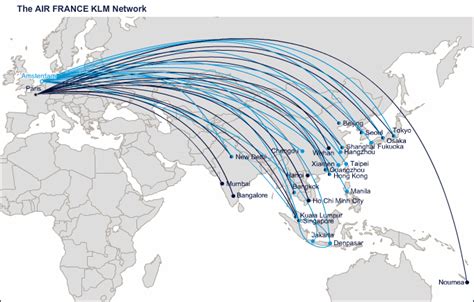 KLM Royal Dutch Airlines route map - Asia