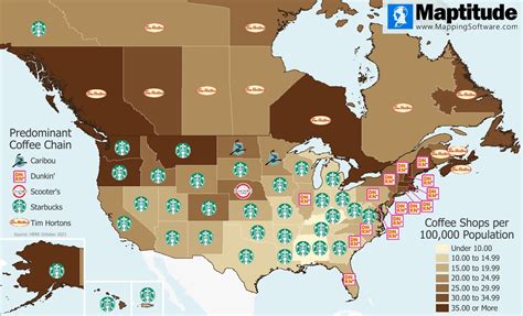 Maptitude Map: U.S. and Canada Coffee Shop Concentration