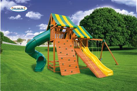 Sky swing set 2 http://www.bestinbackyards.com/ | Wooden swing set ...