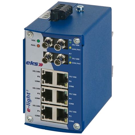 6 to 8 port unmanaged Ethernet to fiber optic switch, EL100-2U | EKS