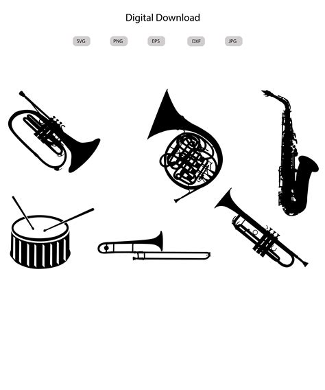 Marching Band Instruments Svg-marching Band Instruments Silhouette ...