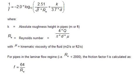 Colebrook White Equation Roughness - Tessshebaylo