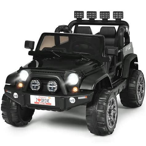 Topbuy 12V Electric Kids Ride On Truck Toys 2 Seater Jeep Car with Remote Control Black ...