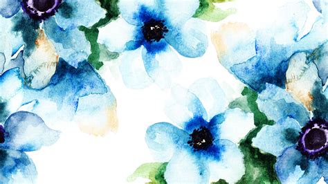 Watercolor Floral Blues HD Desktop Background wallpaper free ...