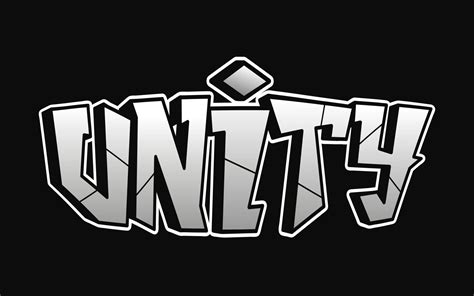 Unity word graffiti style letters.Vector hand drawn doodle cartoon logo illustration.Funny cool ...