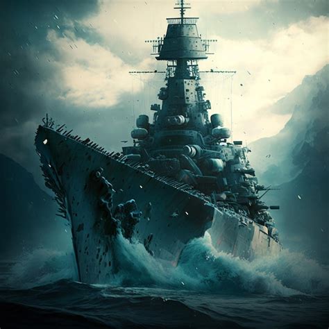 Premium Photo | A painting of a ship with the words " battleship " on the bottom.