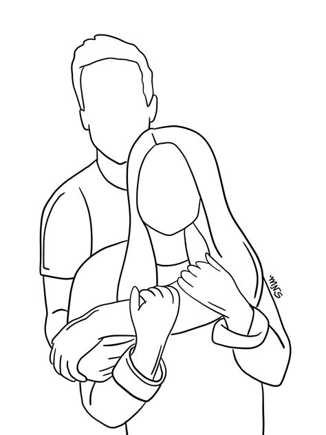 Couple Outline, One to Two People Outline Drawing, Two Person Sketch, Digital Drawing - Etsy ...