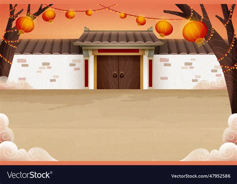 Chinese countryside architecture Royalty Free Vector Image