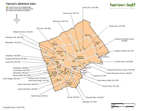 Harrow in Leaf - Allotment sites map with site names