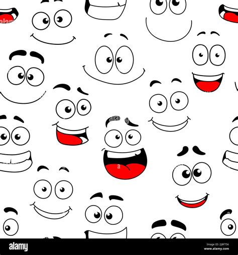 Cheerful, happy and surprised funny face seamless pattern. Comical ...