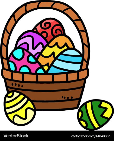 Easter egg basket cartoon colored clipart Vector Image