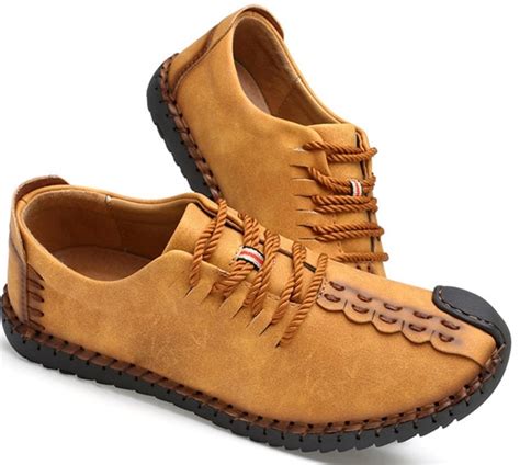 Breathable Lace-Up Leather Casual Loafers Moccasins Mens Shoes ...