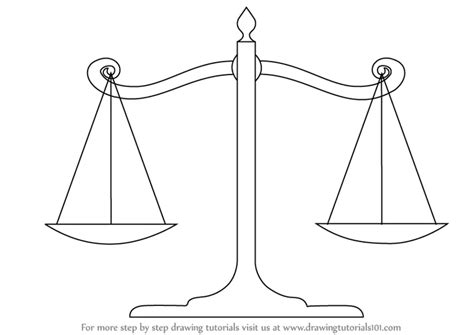 Learn How to Draw Scales of Justice (Everyday Objects) Step by Step : Drawing Tutorials