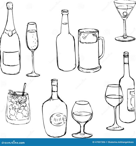 Set Of Alcohol Drinks Stock Illustration - Image: 47007306