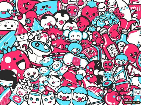 HD wallpaper: blue and pink doodle art, colorful, digital art, artwork ...