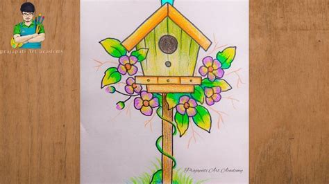 How to Draw a Birdhouse with Plastic Crayons