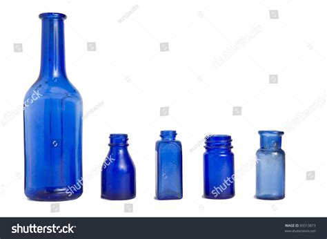 Vintage Blue Glass Bottles Variety Shapes Stock Photo 93313873 ...