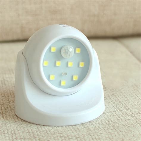 9 LED Motion Sensor Night Light 360 Degree Rotation Portable Night Light Auto IR Infrared ...