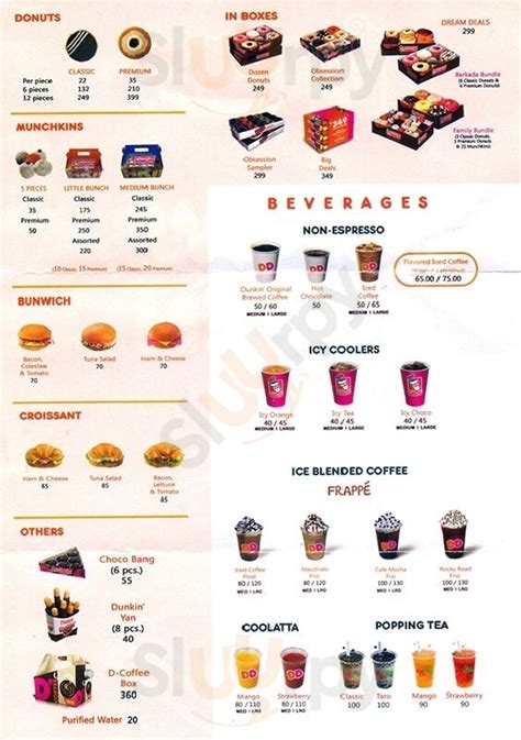 Dunkin' Donuts menù, Quezon City - Main Menu | Sluurpy