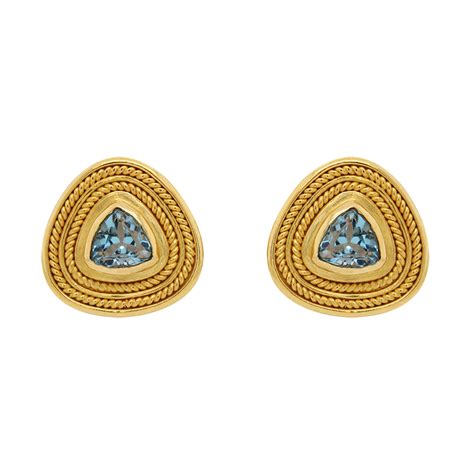 "Swiss Blue" Vintage Blue Topaz Earrings - Lilliane's Jewelry