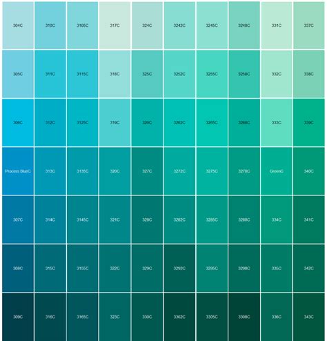 Blue Yellow Green Pantone Color Chart Pantone Color Match Color ...