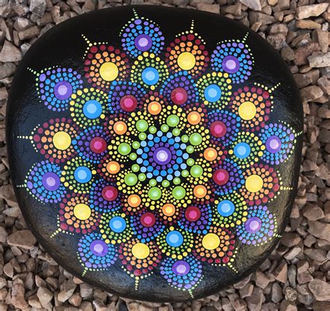 Dot mandala painted rock by Rachel | Mandala painted rocks, Painted rocks, Hand painted stones