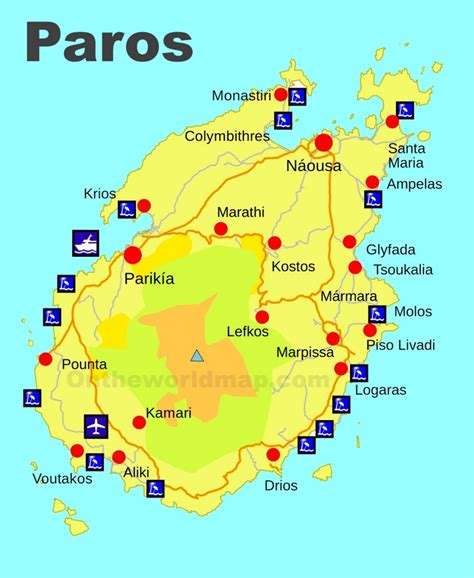 Paros beaches map - Ontheworldmap.com