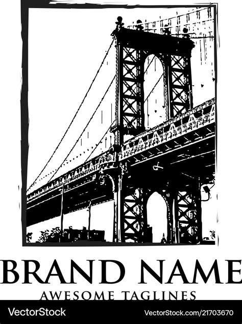 Brooklyn bridge silhouette logo design Royalty Free Vector