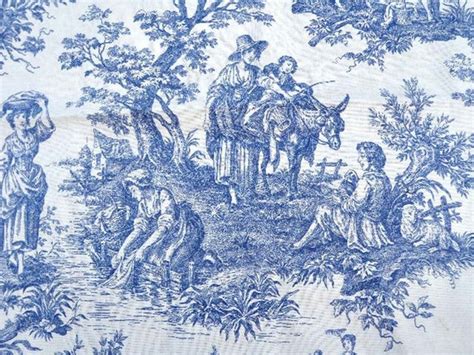 Waverly Country Life Blue Toile Drapery Fabric by BettyandBabs