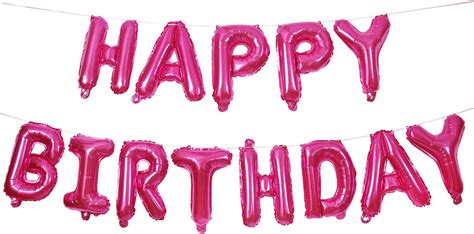 Buy Happy Birthday Balloons Banner,16 Inch Hot Pink Aluminum Foil Banner Letter Balloons for ...