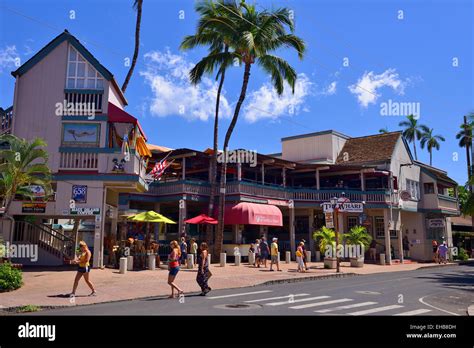 Shops and restaurants on Front Street, Lahaina, Maui, Hawaii, USA Stock Photo - Alamy