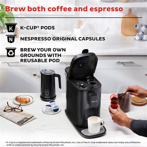 Instant Dual Pod Plus 3-in-1 Coffee Maker for Espresso and Ground Coffee, Nespresso® Capsules ...