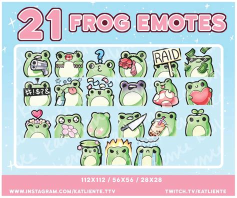 HUGE SET of 21 Kawaii Frog Emotes Twitch, Discord, Youtube - Etsy | Frog, Twitch, Twitch ...