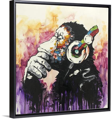 Modern Monkey Painting On Canvas Monkey In Headphones Oil Painting | P ...