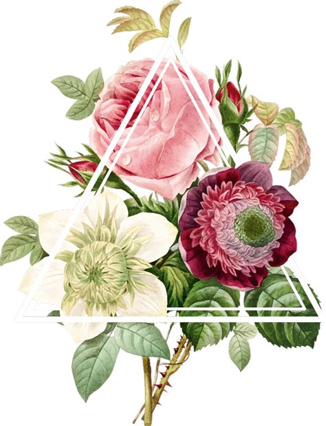 Flowers with Triangle Wall Mural Sticker - TenStickers